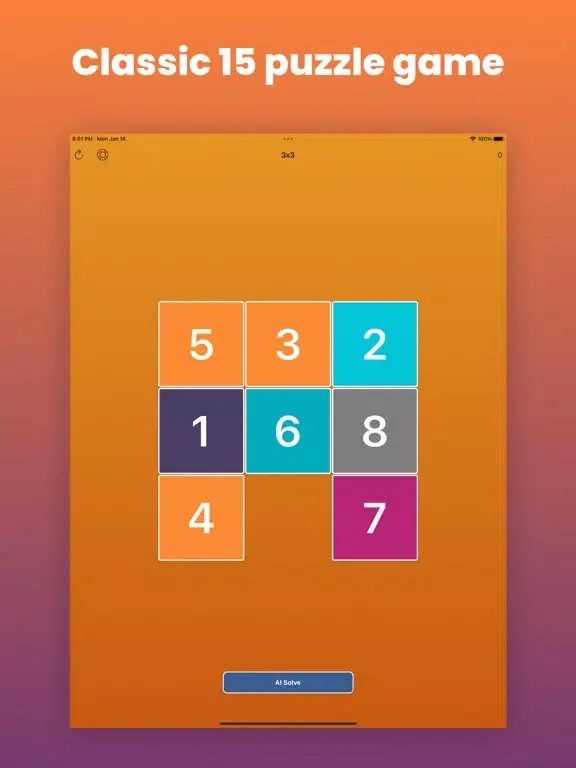 Zrzuty ekranu sliding 15puzzle fifteen iPad 