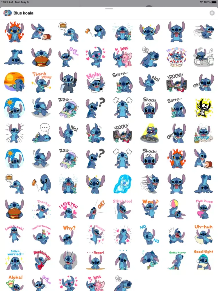 Cute Blue Koala Stitch Sticker iPad  スクリーンショット
