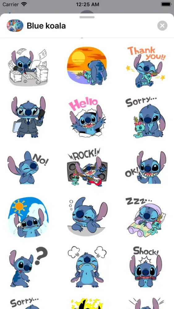 Cute Blue Koala Stitch Sticker スクリーンショット