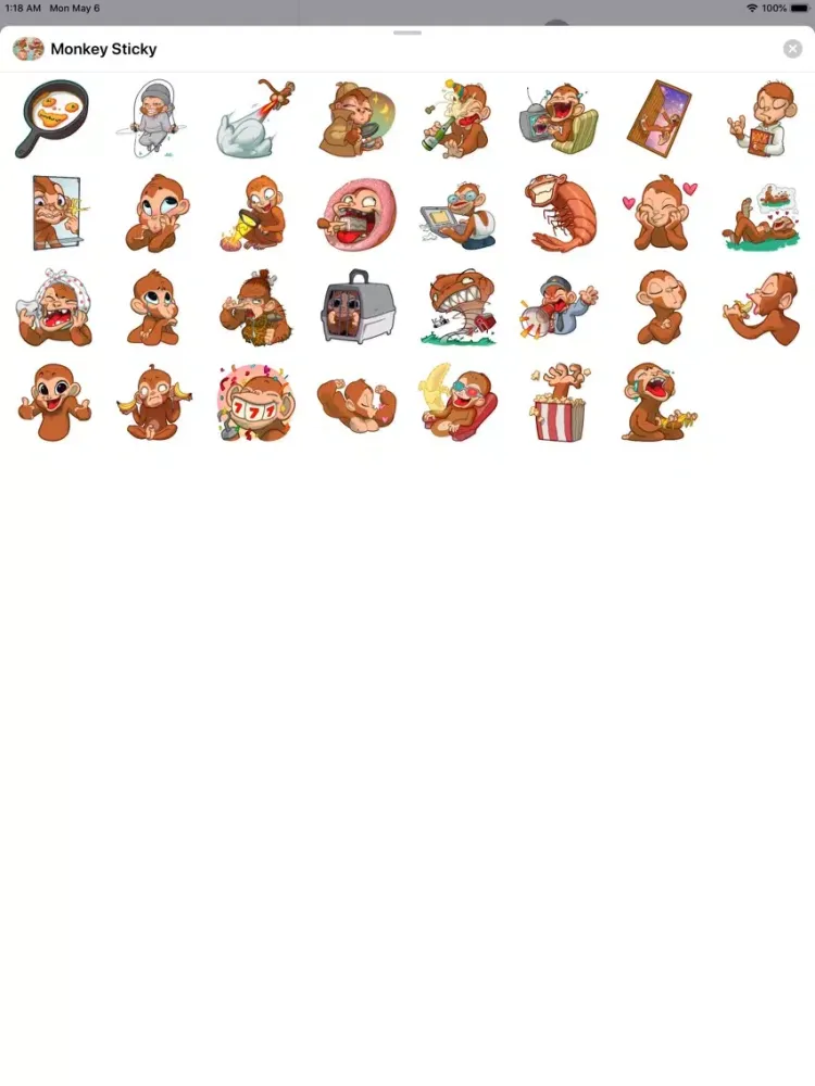 Capturas de tela do Adorable Cute Monkey Stickers iPad 
