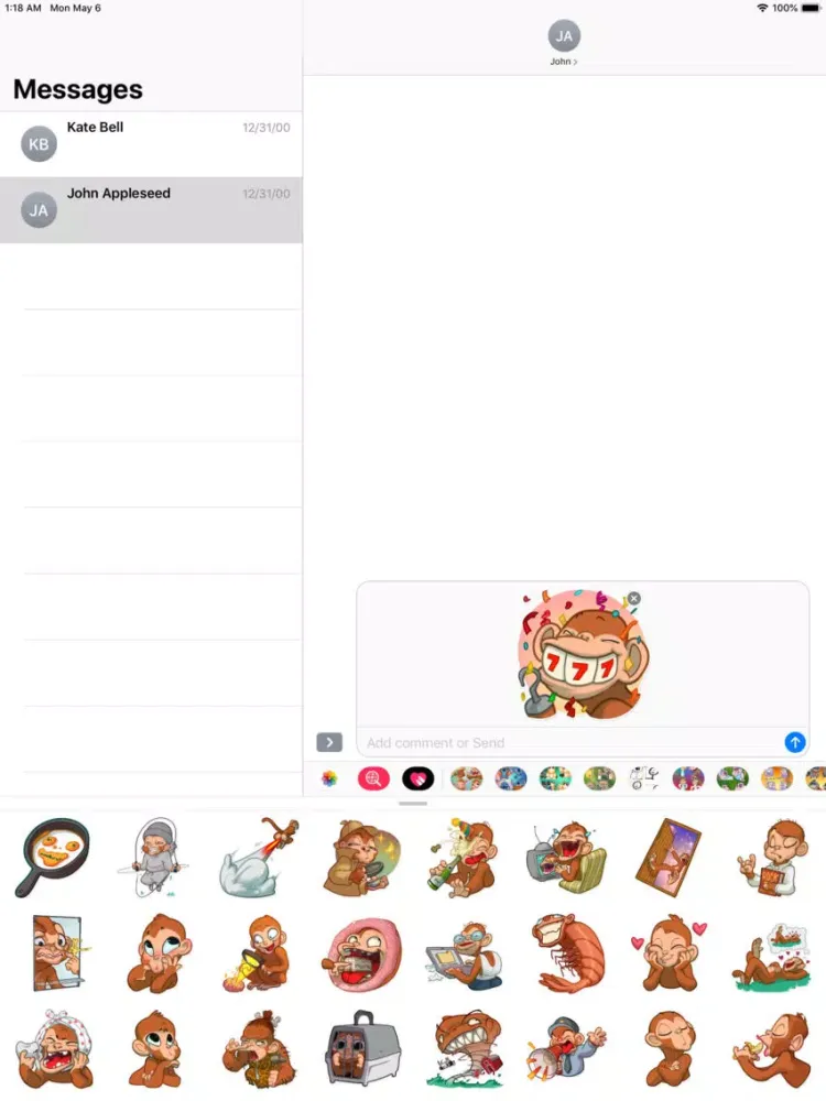 Capturas de tela do Adorable Cute Monkey Stickers iPad 