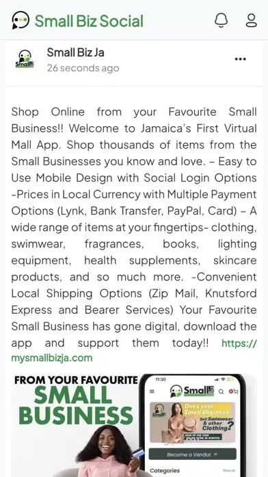 Tangkapan skrin Small Biz Social