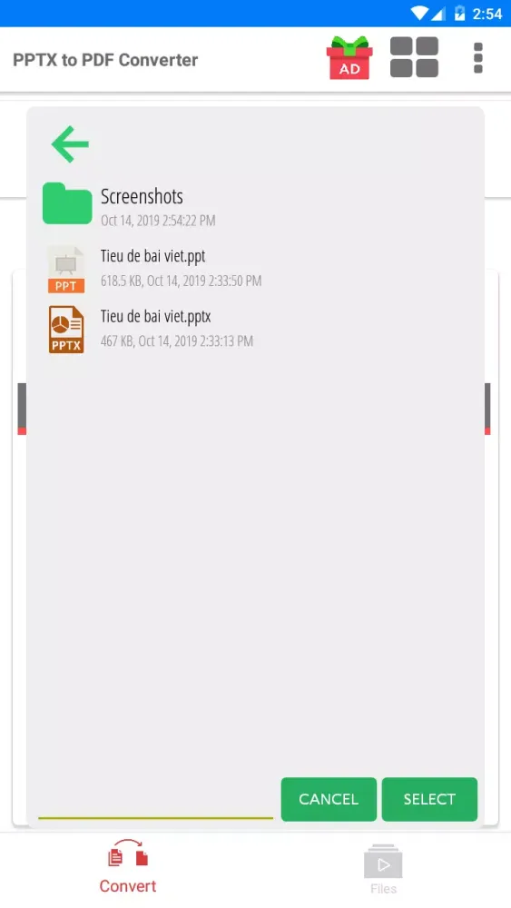 Captures d'écran de PPTX to PDF Converter