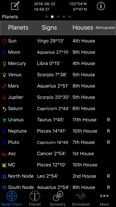 Zrzuty ekranu Easy Astro+ Astrology Charts
