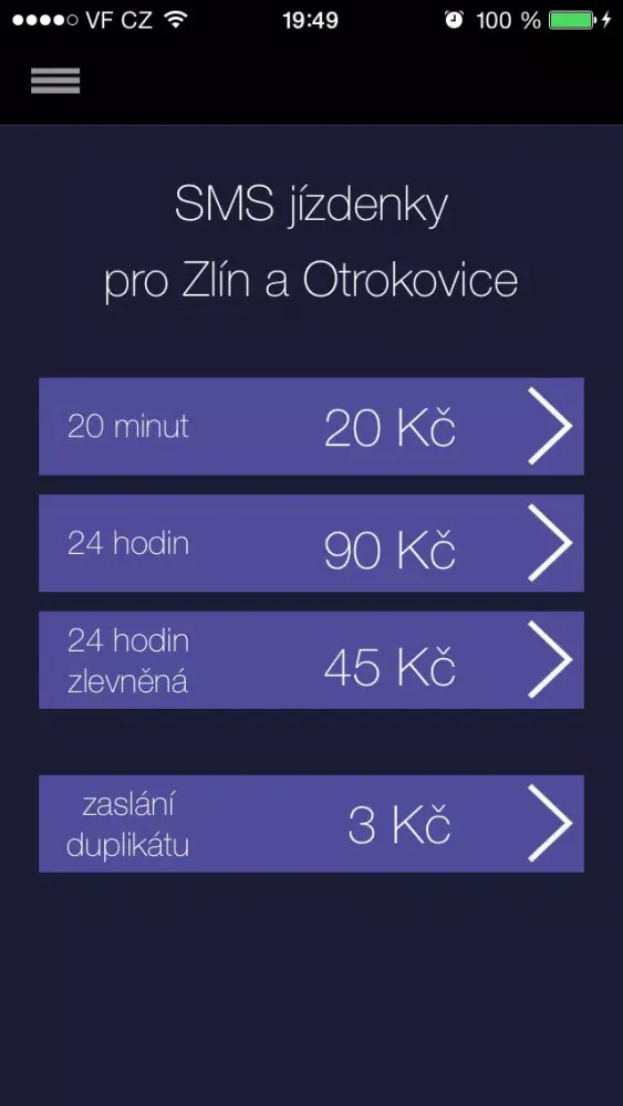 SMS jízdenky pro Zlín a Otrokovice Screenshots
