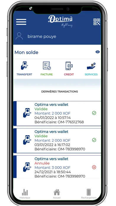 Zrzuty ekranu Optima Transfert