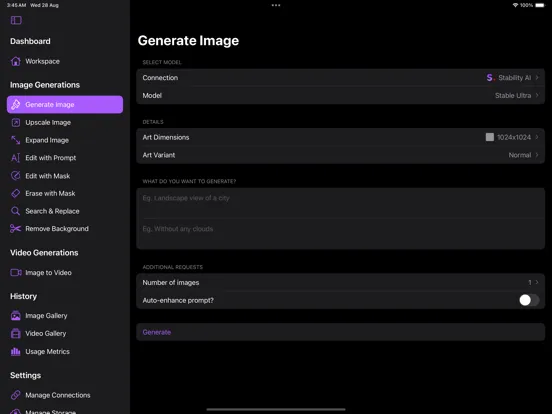Illustrate: GenAI Sandbox iPad  Screenshots