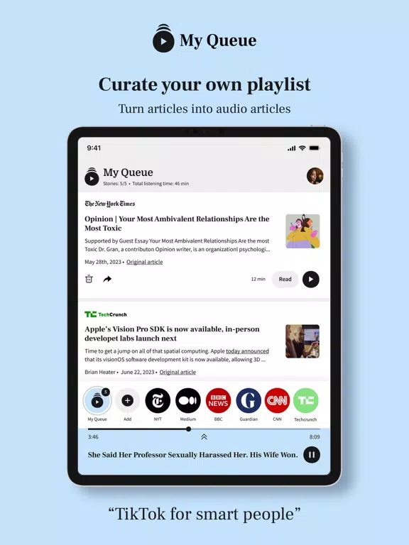 Screenshot di My Queue - Listen to articles iPad 
