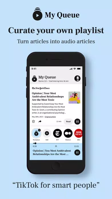 Screenshot di My Queue - Listen to articles