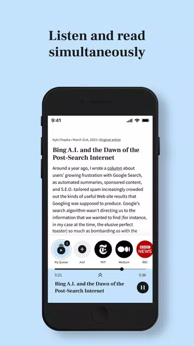 Screenshot di My Queue - Listen to articles