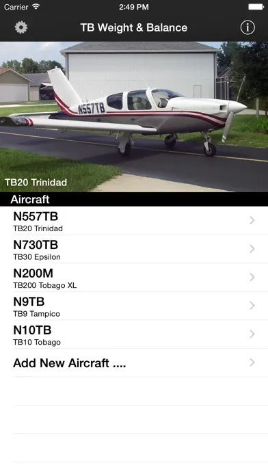Tangkapan layar Socata TB Weight and Balance