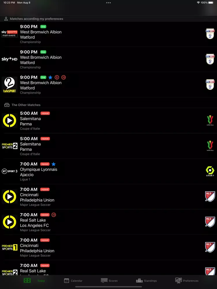 Capturas de tela do Foot TV UK iPad 