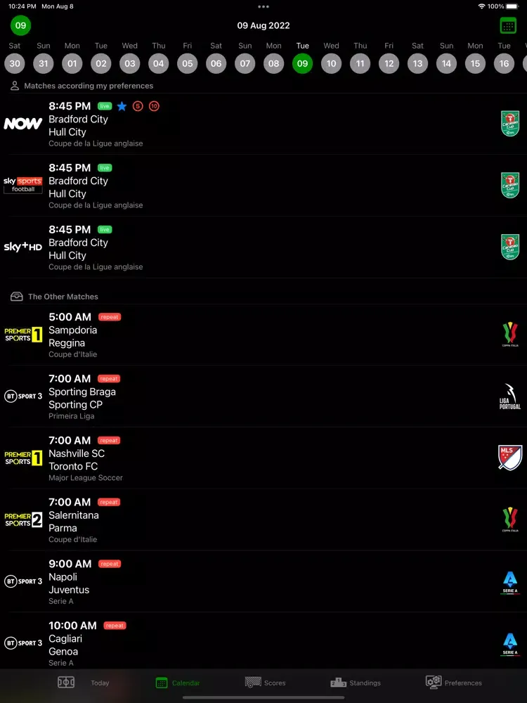 Capturas de tela do Foot TV UK iPad 