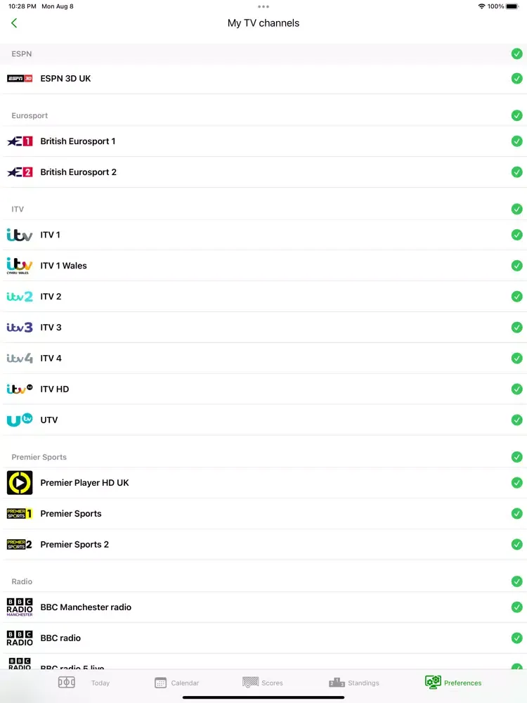 Capturas de tela do Foot TV UK iPad 