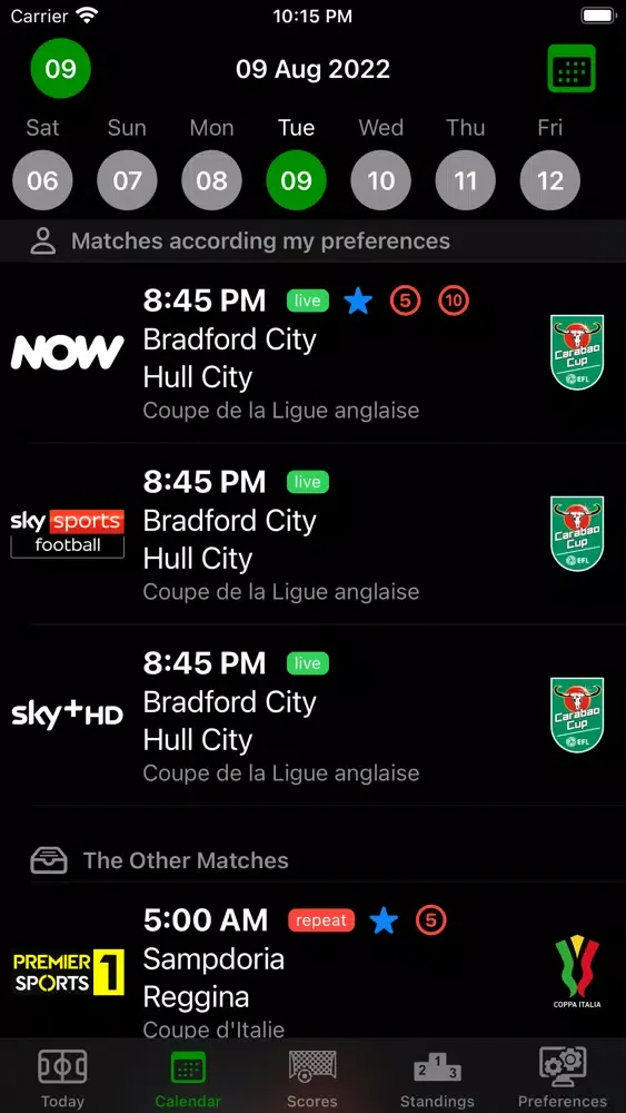 Capturas de tela do Foot TV UK