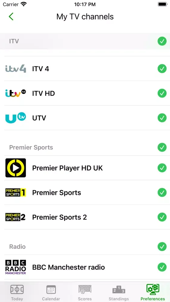 Capturas de tela do Foot TV UK