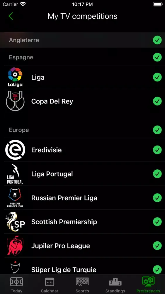 Capturas de tela do Foot TV UK