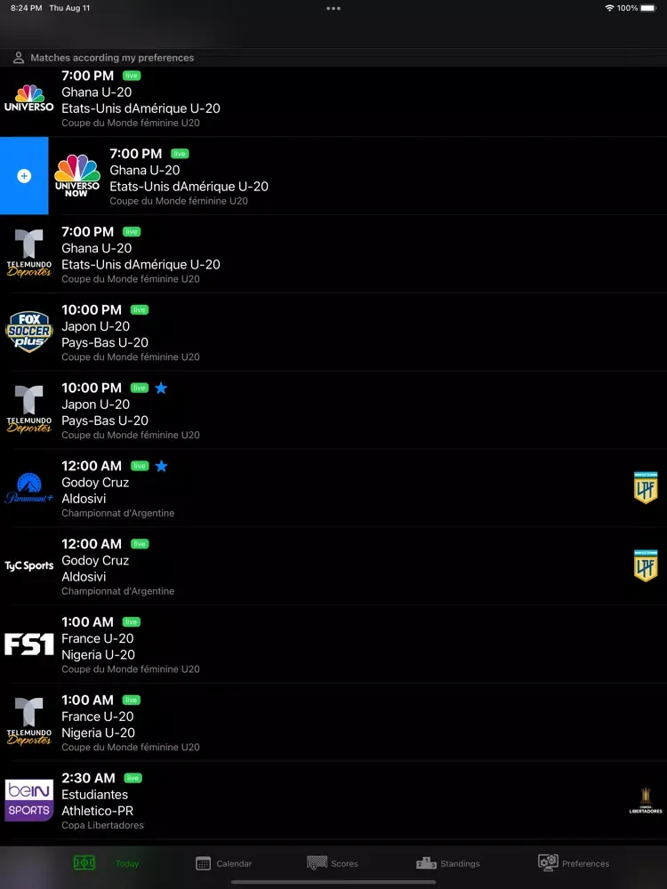 Capturas de tela do Soccer TV US iPad 