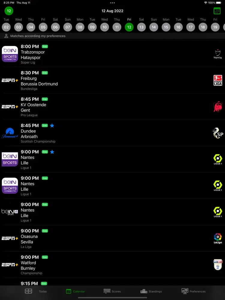 Capturas de tela do Soccer TV US iPad 