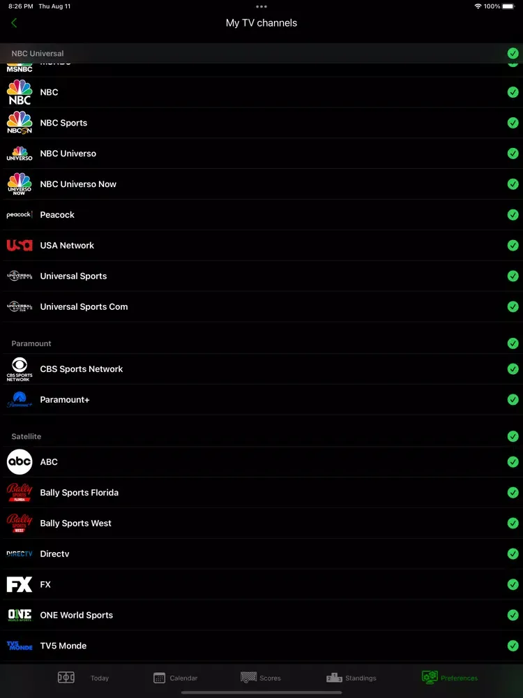 Capturas de tela do Soccer TV US iPad 