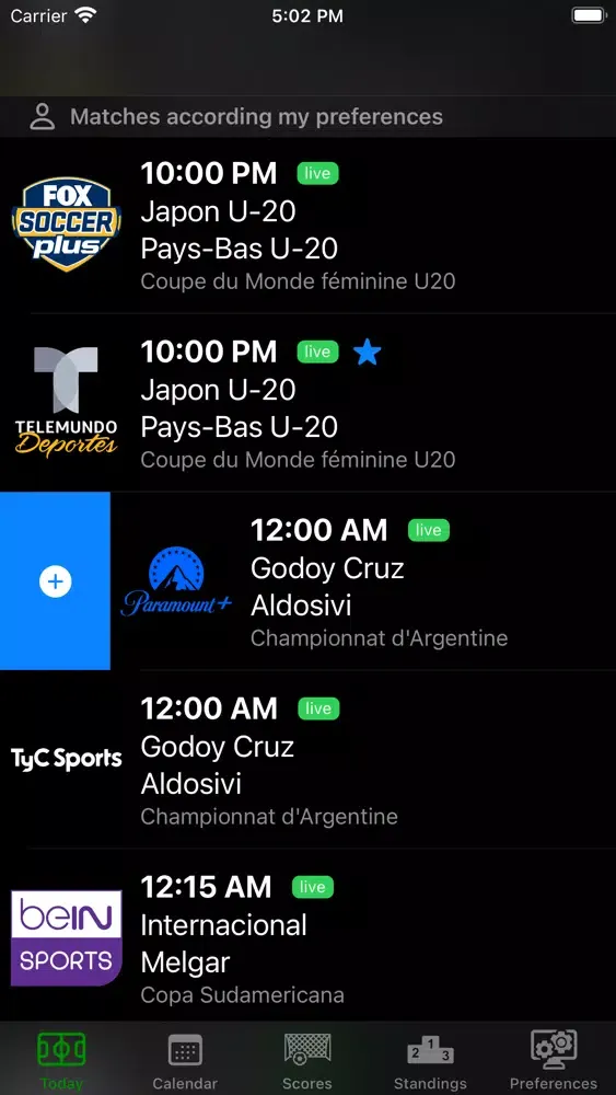 Capturas de tela do Soccer TV US