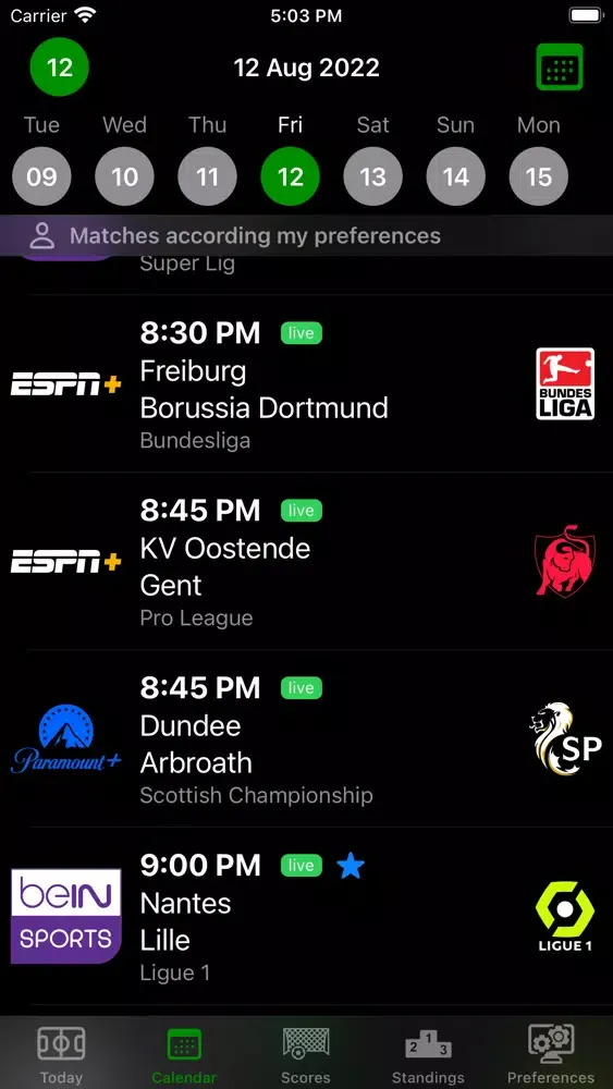Capturas de tela do Soccer TV US