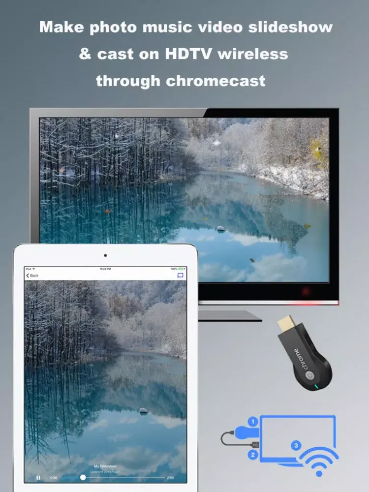 SlideshowCast Free – Make Photo Video Music Slideshow & Cast on TV through Chromecast iPad 应用截图
