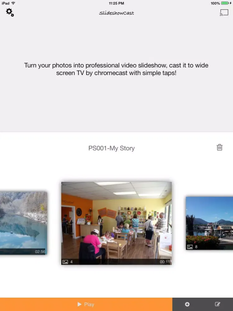SlideshowCast Free – Make Photo Video Music Slideshow & Cast on TV through Chromecast iPad 应用截图