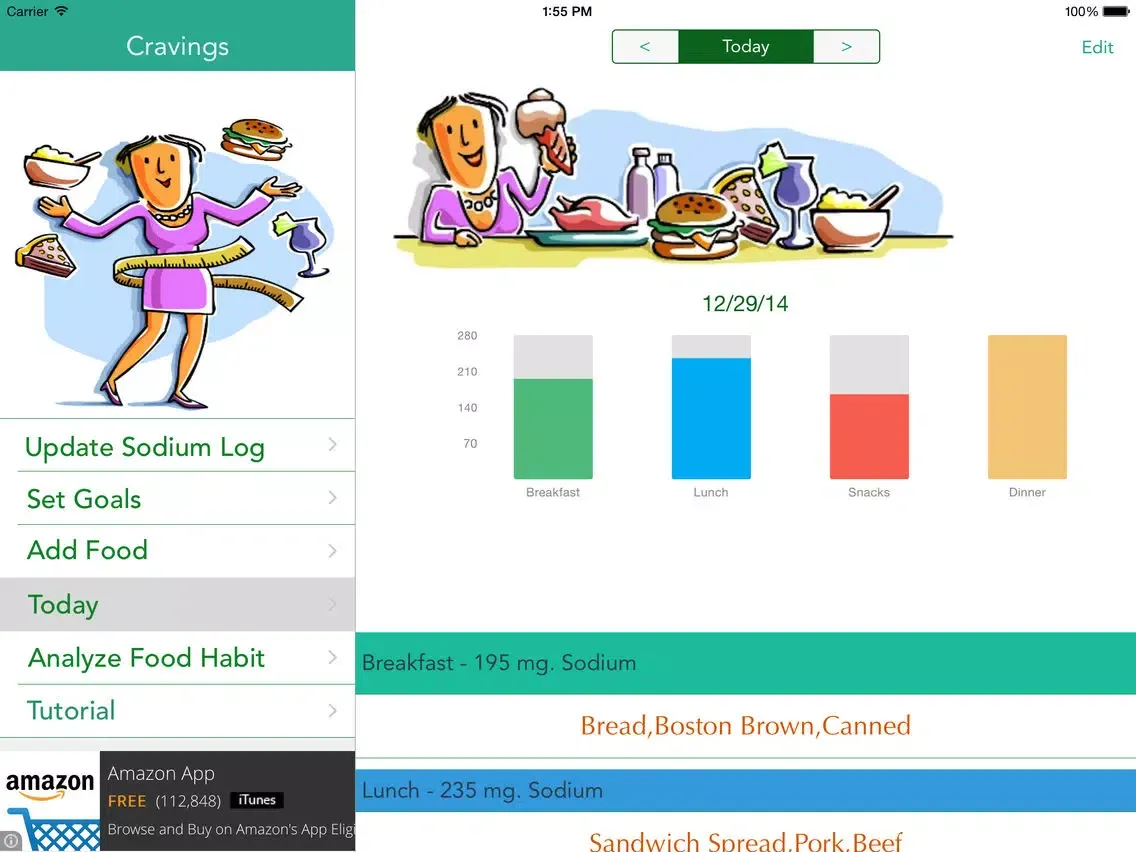 Capturas de pantalla de Sodium Cravings – Control blood pressure with Sodium Tracker that manages salt food craving and enables healthy food choices iPad 