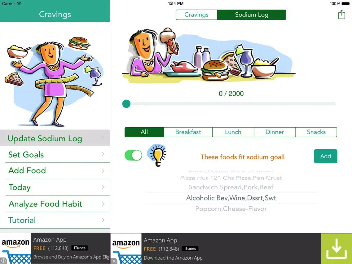 Capturas de pantalla de Sodium Cravings – Control blood pressure with Sodium Tracker that manages salt food craving and enables healthy food choices iPad 