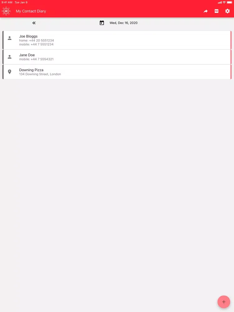 My Contact Diary iPad  Ekran Görüntüleri