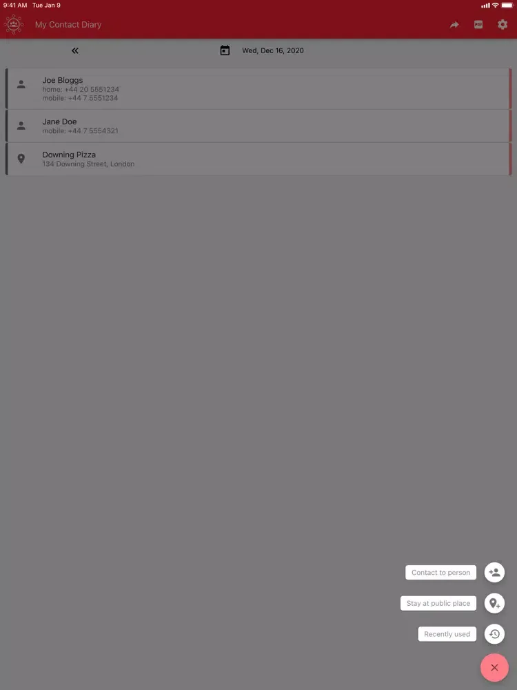 My Contact Diary iPad  Ekran Görüntüleri
