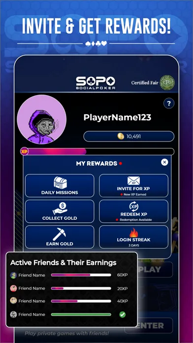 Captures d'écran de SoPo - Social Poker