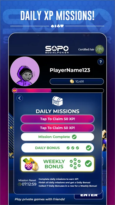 Captures d'écran de SoPo - Social Poker