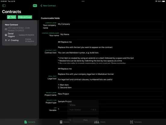 Screenshot di OOTB Contractor iPad 