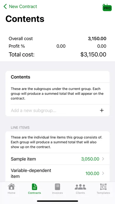 Screenshot di OOTB Contractor
