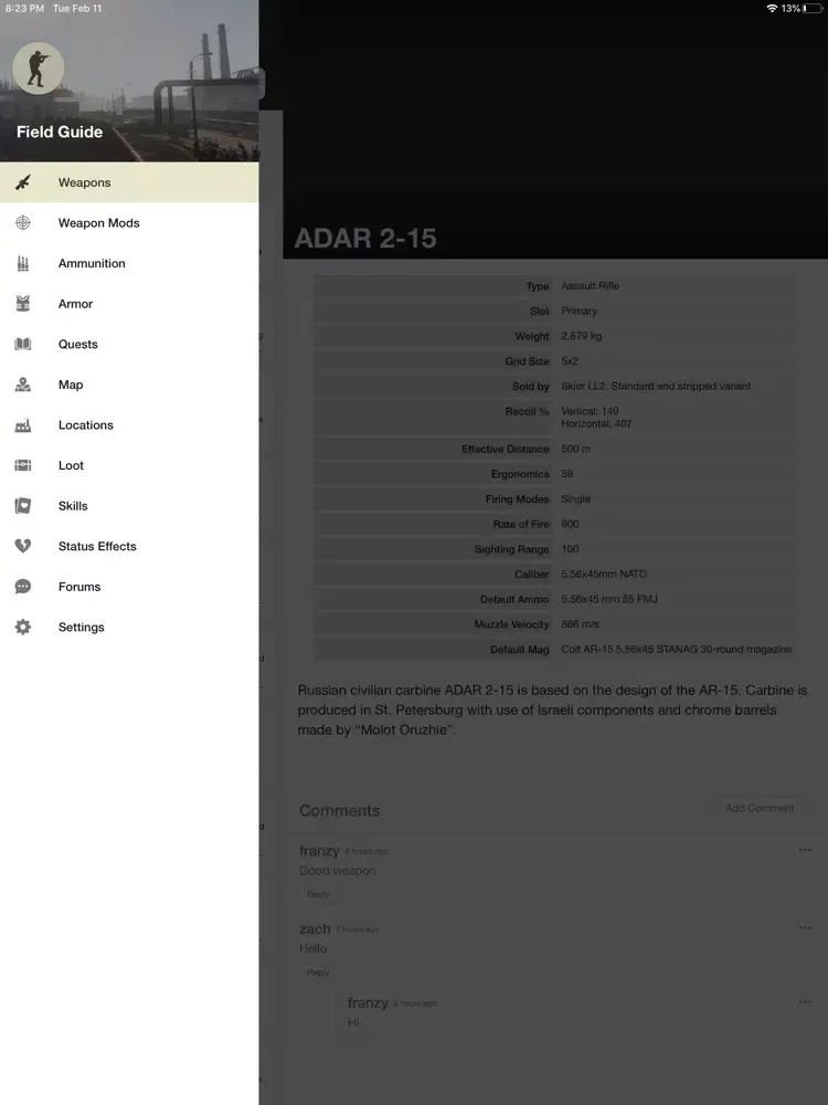 Field Guide for Tarkov iPad  স্ক্রিনশট