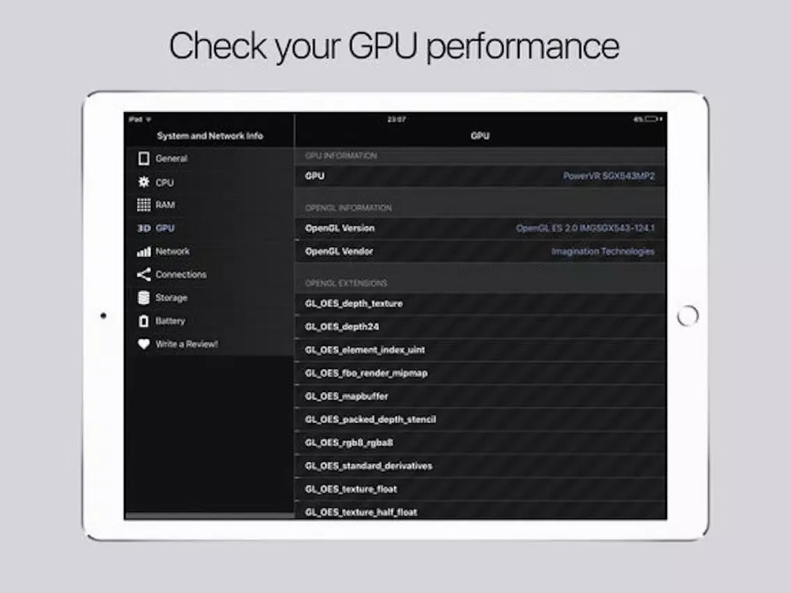 ภาพหน้าจอของ System and Network Info - Check System Monitor iPad 
