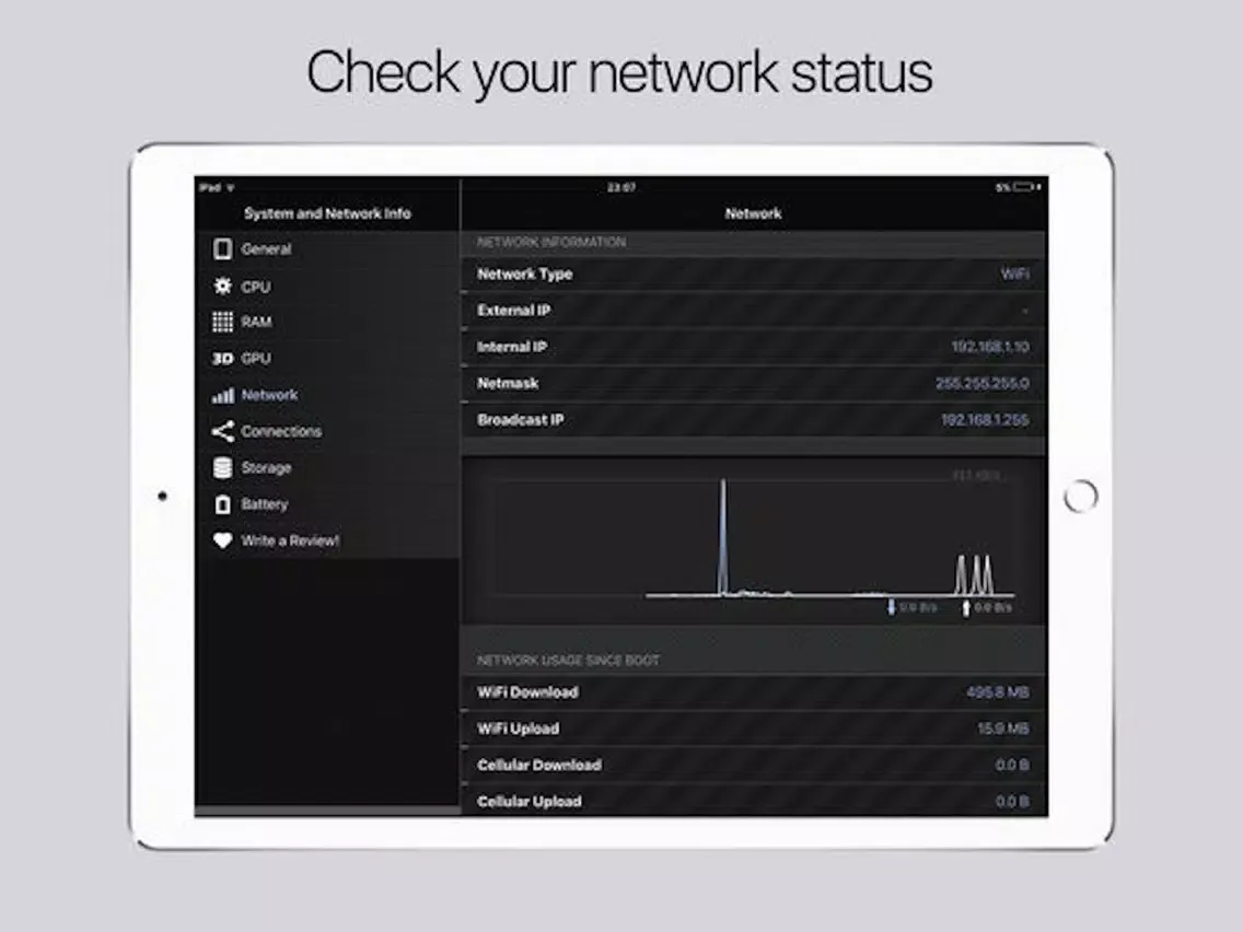 ภาพหน้าจอของ System and Network Info - Check System Monitor iPad 