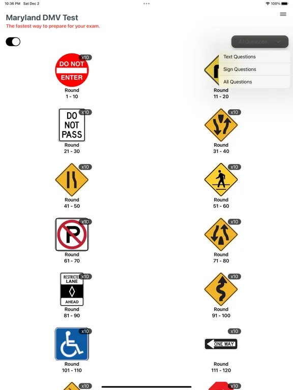 Maryland DMV Test 2024 iPad  Screenshots