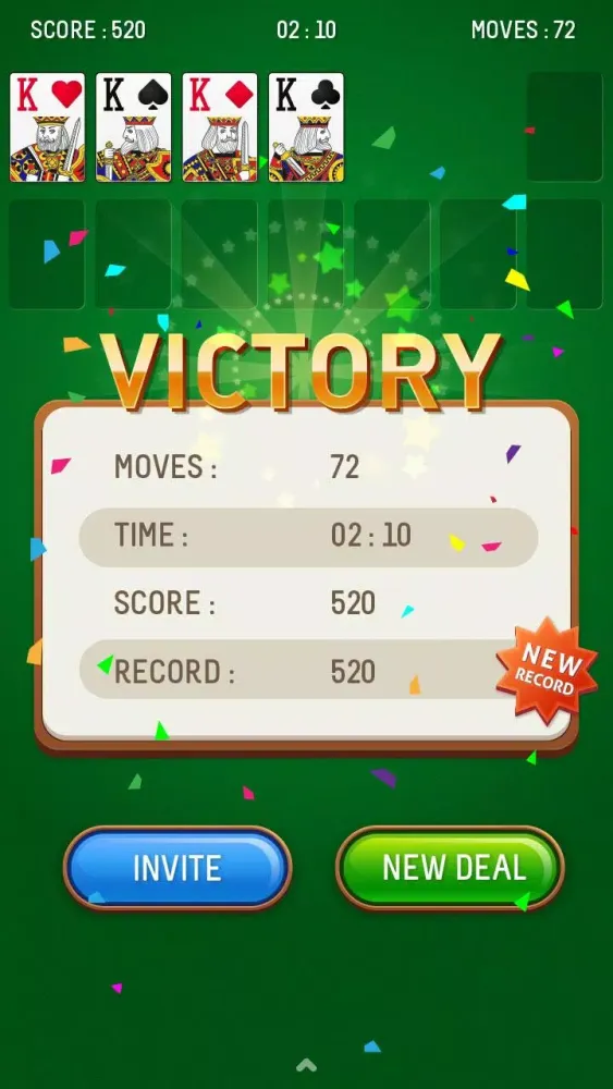 Capturas de tela do Solitaire