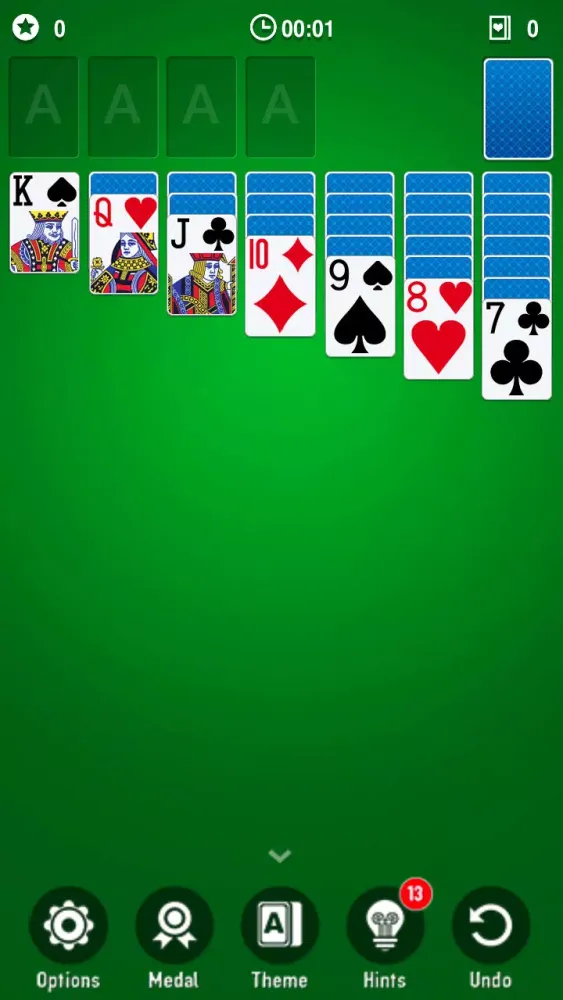 Capturas de tela do Solitaire