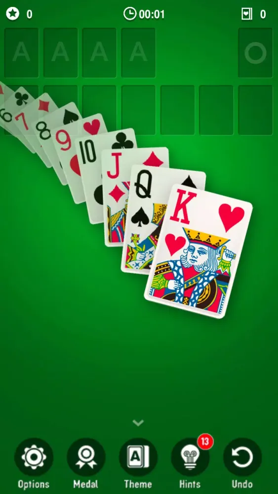 Capturas de tela do Solitaire