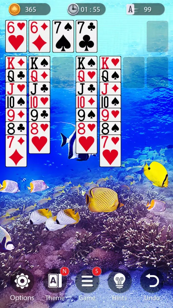 Capturas de tela do Solitaire