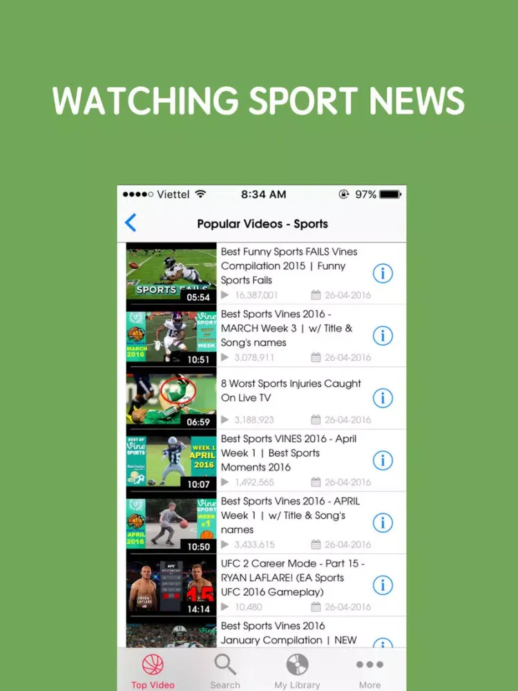 Tangkapan skrin iSport video player for Youtube - watch sport videos news everyday iPad 