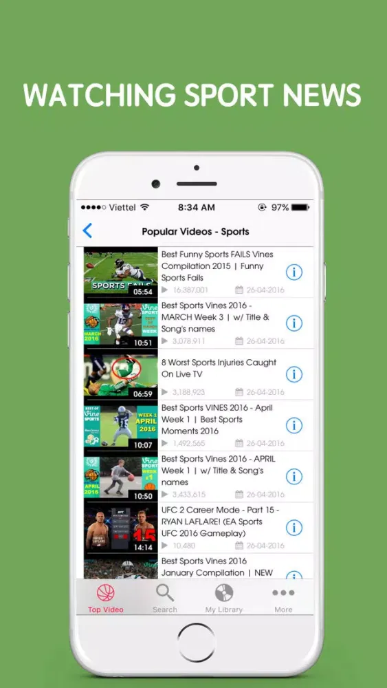 Tangkapan skrin iSport video player for Youtube - watch sport videos news everyday