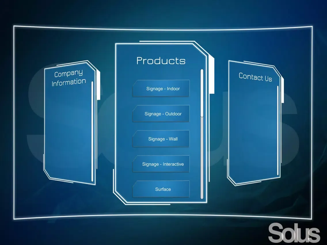 Tangkapan layar SOLUS Product Info iPad 