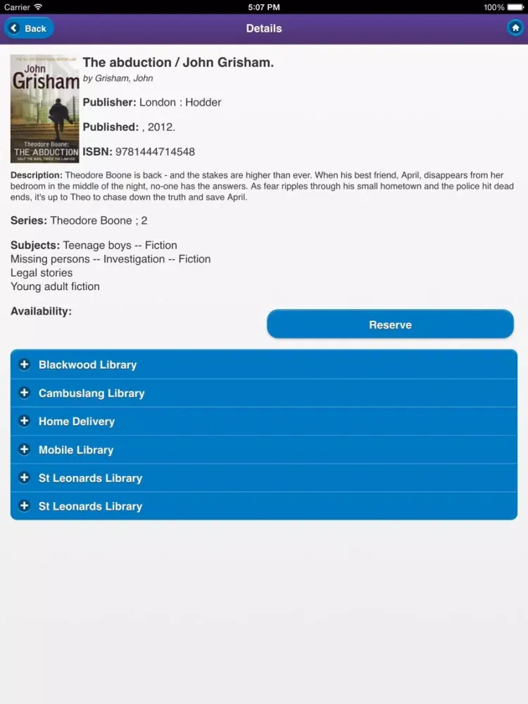 South Lanarkshire Libraries iPad  Screenshots