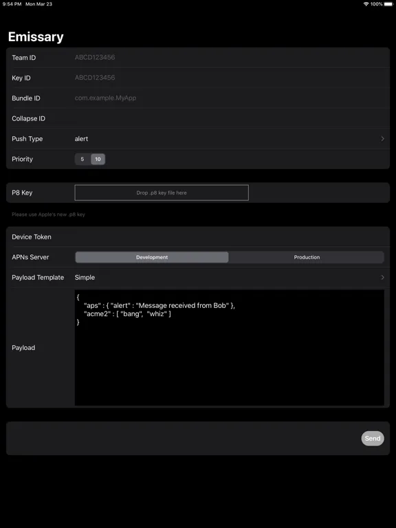 Ảnh chụp màn hình của Emissary - APNs iPad 