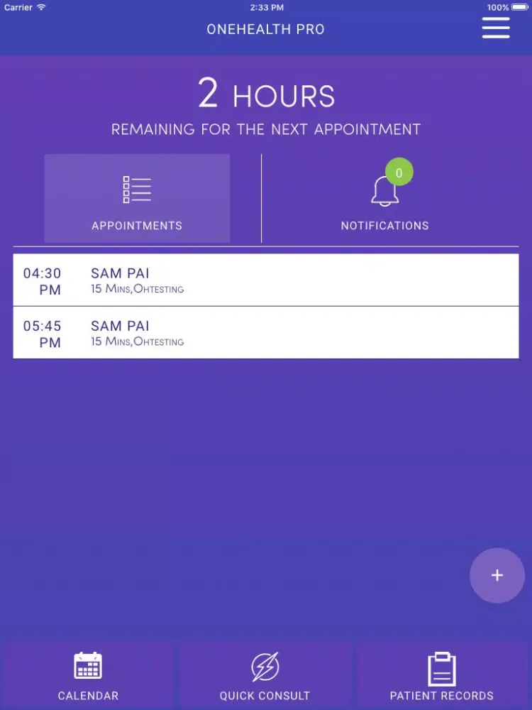 Captures d'écran de OneHealth Professional iPad 